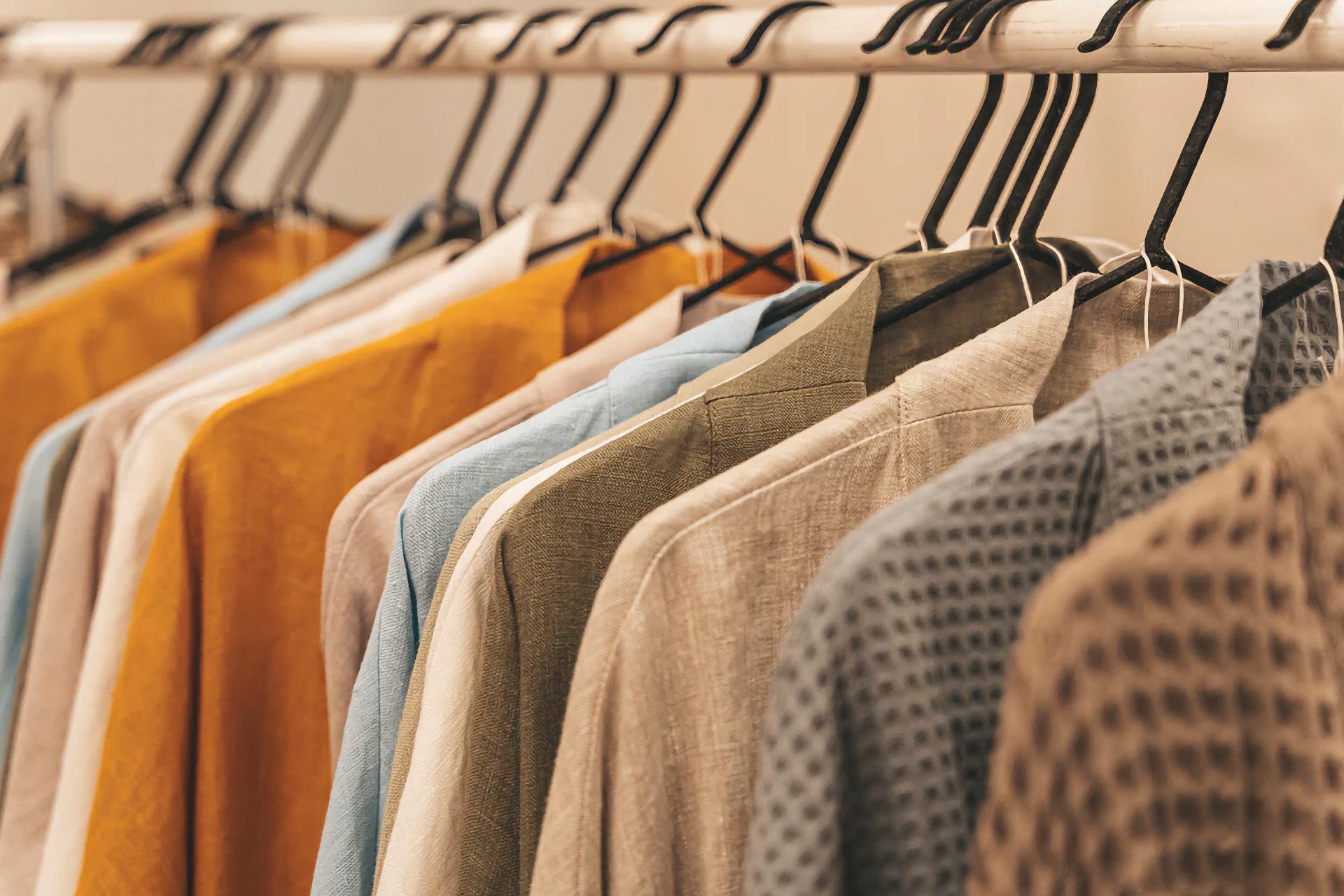 Clothing made from industrial hemp on a rack