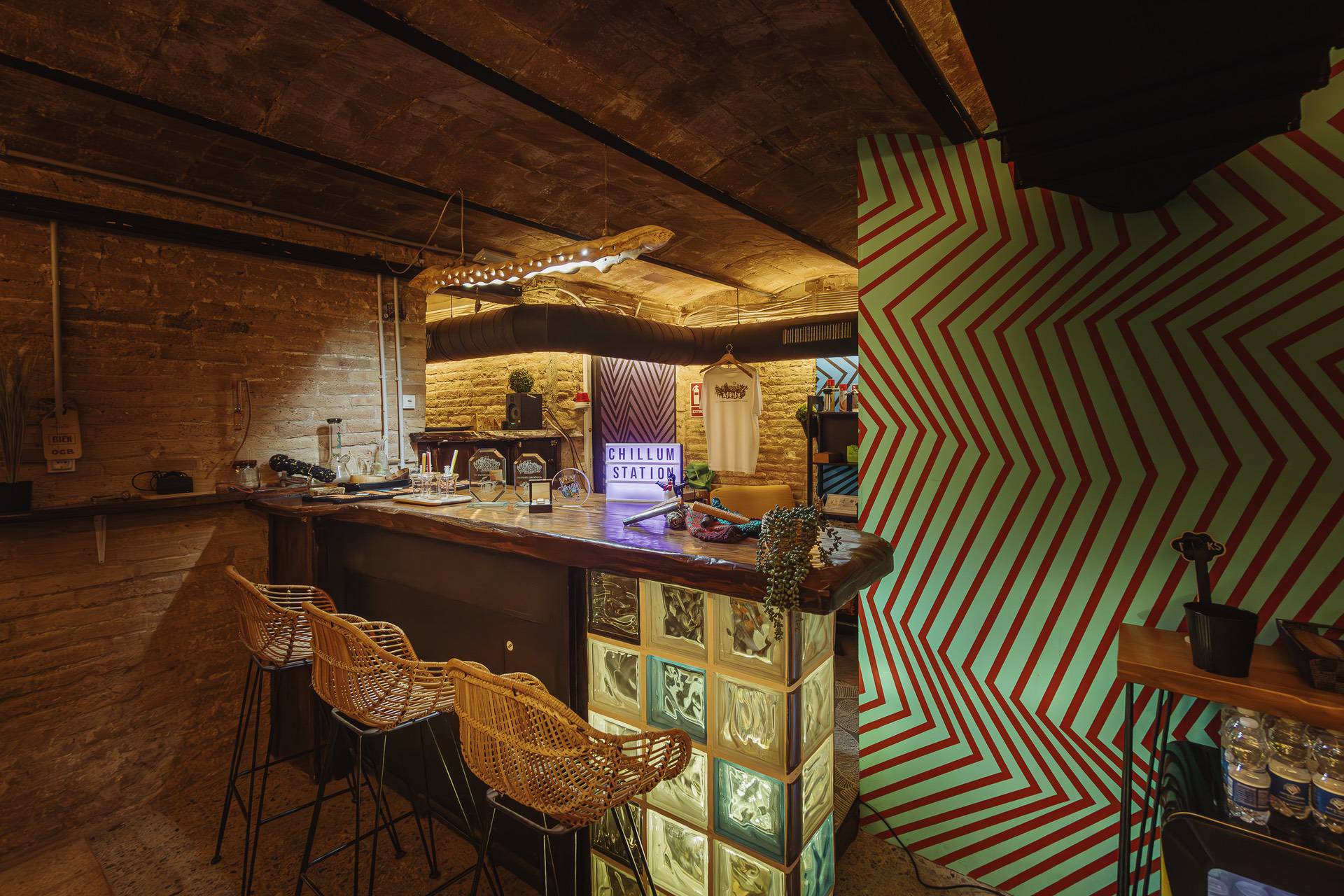 Stylish dispensary area of the cannabis club Cultura in Barcelona